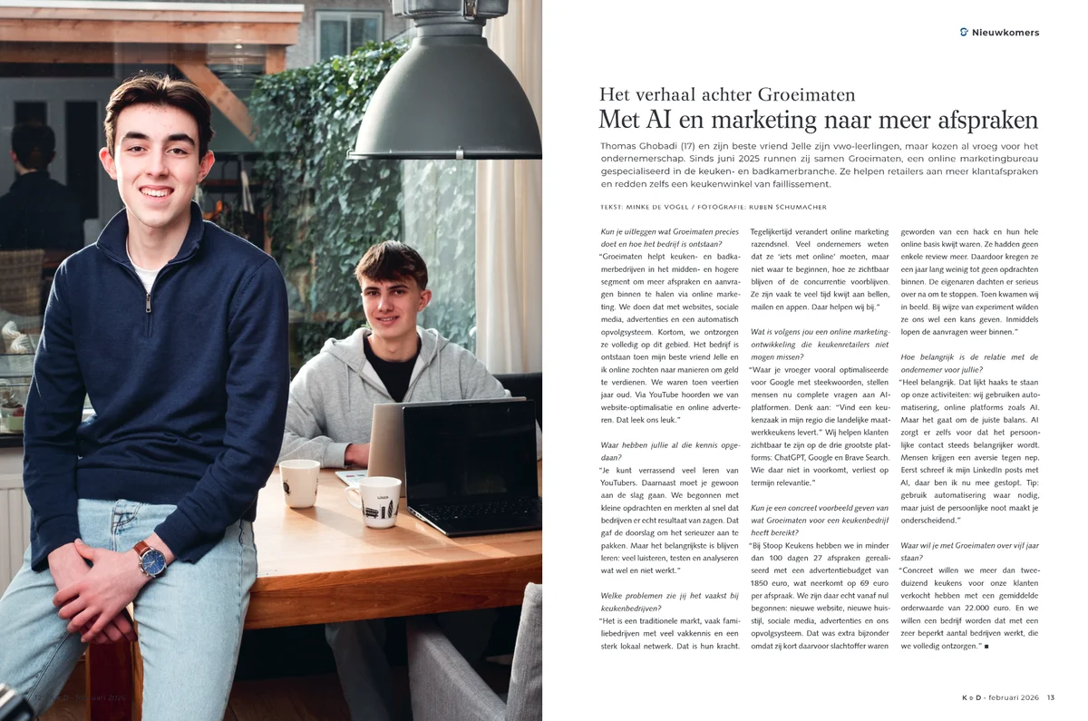 Groeimaten in K&D Magazine: Met AI en marketing naar meer afspraken